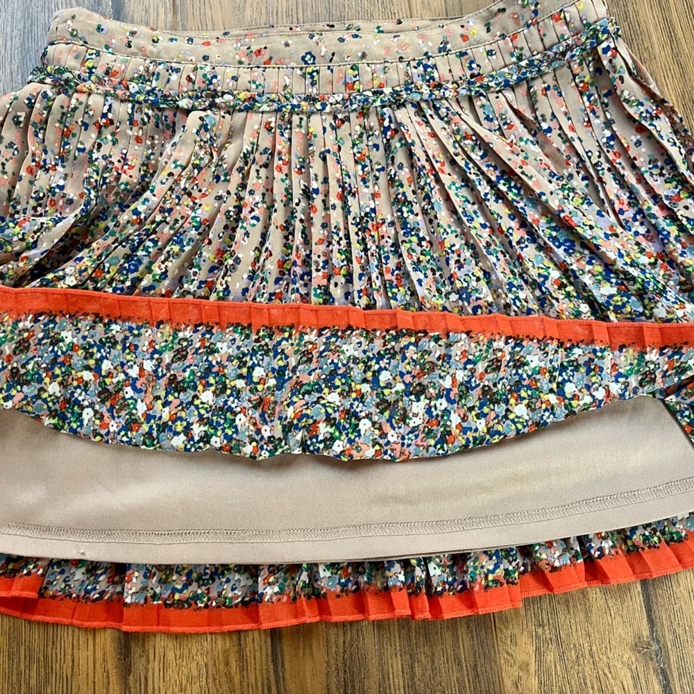 Floral Pleated Skirt with Orange Trim - Picture 6 of 7